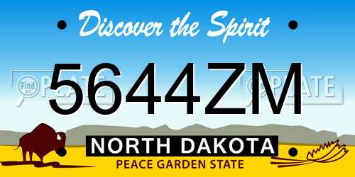 5644ZM North Dakota License Plate
