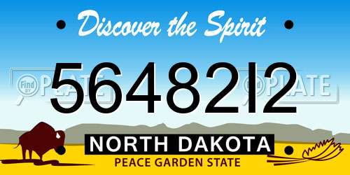 56482I2 North Dakota License Plate