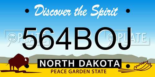 564BOJ North Dakota License Plate