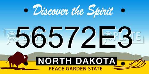 56572E3 North Dakota License Plate