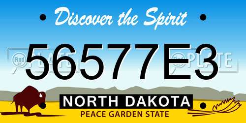 56577E3 North Dakota License Plate