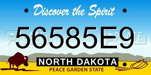 56585E9 North Dakota License Plate