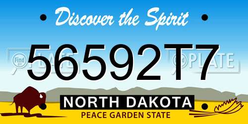 56592T7 North Dakota License Plate