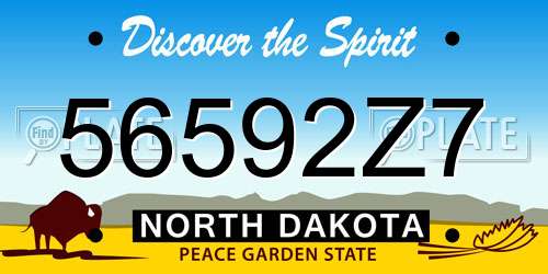 56592Z7 North Dakota License Plate