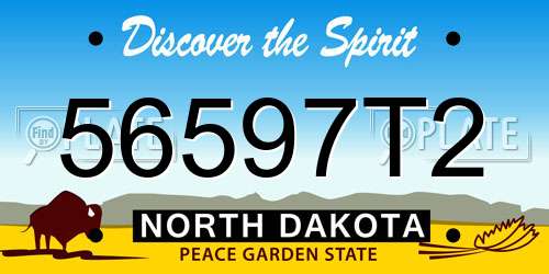 56597T2 North Dakota License Plate