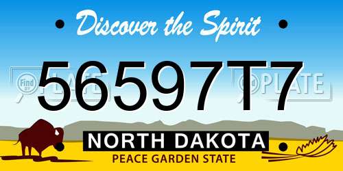 56597T7 North Dakota License Plate