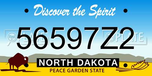 56597Z2 North Dakota License Plate