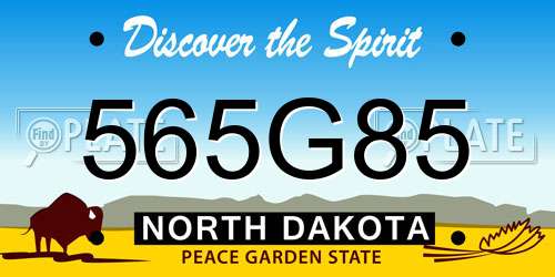 565G85 North Dakota License Plate