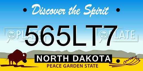 565LT7 North Dakota License Plate