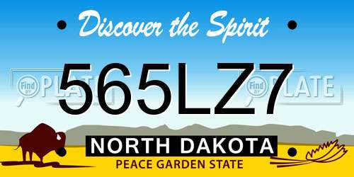 565LZ7 North Dakota License Plate