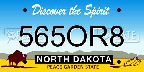 565OR8 North Dakota License Plate