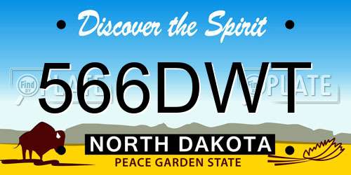 566DWT North Dakota License Plate
