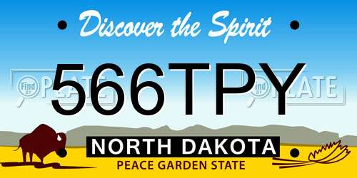 566TPY North Dakota License Plate