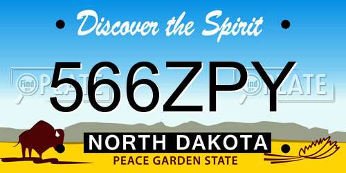566ZPY North Dakota License Plate