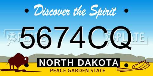 5674CQ North Dakota License Plate
