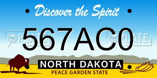 567AC0 North Dakota License Plate
