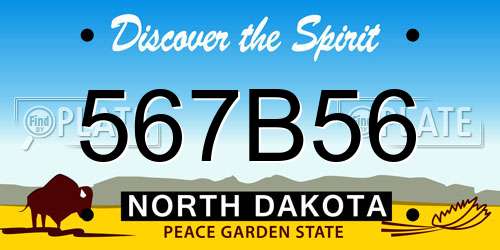 567B56 North Dakota License Plate