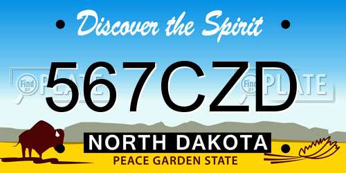 567CZD North Dakota License Plate
