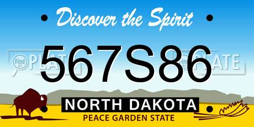567S86 North Dakota License Plate