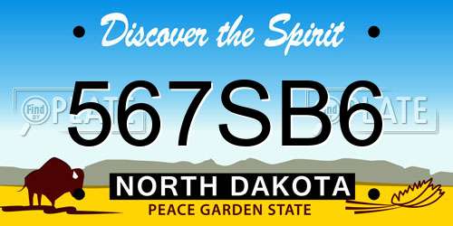 567SB6 North Dakota License Plate
