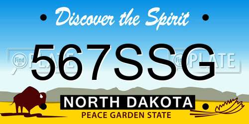567SSG North Dakota License Plate
