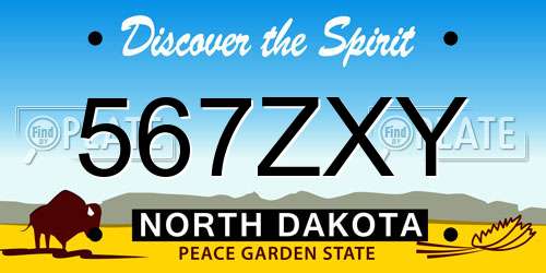 567ZXY North Dakota License Plate
