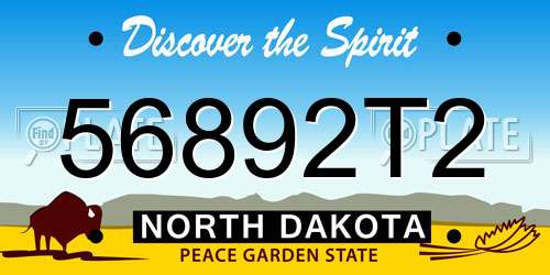 56892T2 North Dakota License Plate