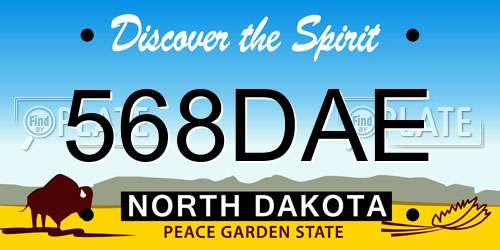 568DAE North Dakota License Plate