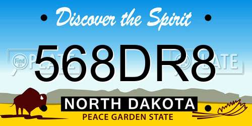 568DR8 North Dakota License Plate