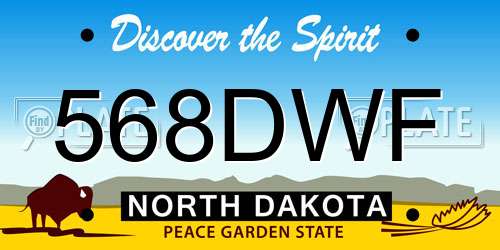 568DWF North Dakota License Plate