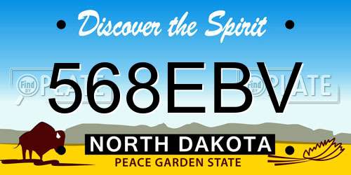 568EBV North Dakota License Plate
