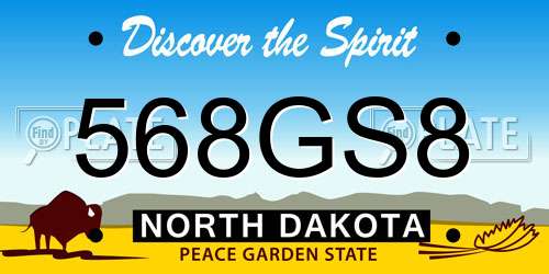 568GS8 North Dakota License Plate