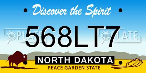 568LT7 North Dakota License Plate