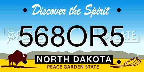 568OR5 North Dakota License Plate