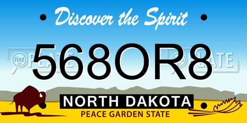 568OR8 North Dakota License Plate