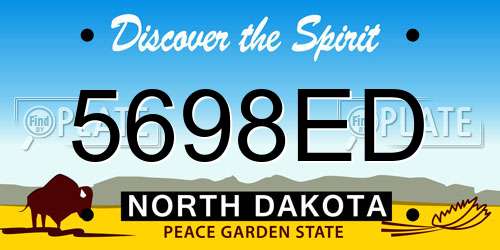 5698ED North Dakota License Plate