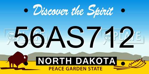 56AS712 North Dakota License Plate