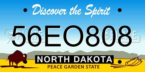 56EO808 North Dakota License Plate