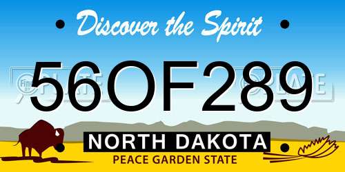 56OF289 North Dakota License Plate