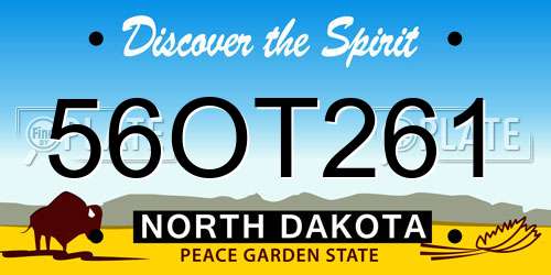 56OT261 North Dakota License Plate