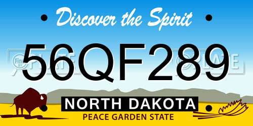 56QF289 North Dakota License Plate