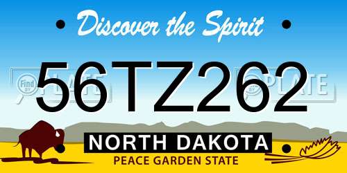 56TZ262 North Dakota License Plate