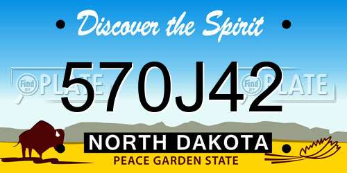 570J42 North Dakota License Plate