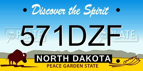 571DZF North Dakota License Plate
