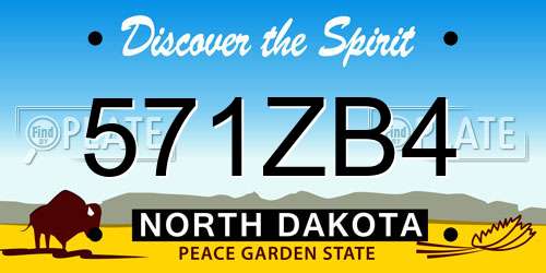 571ZB4 North Dakota License Plate