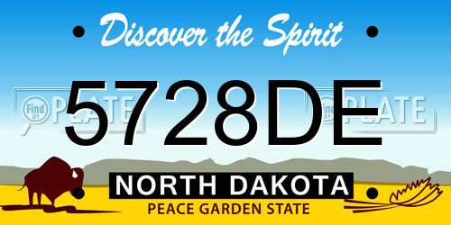 5728DE North Dakota License Plate