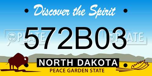 572B03 North Dakota License Plate