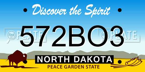 572BO3 North Dakota License Plate