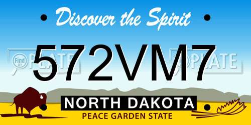 572VM7 North Dakota License Plate