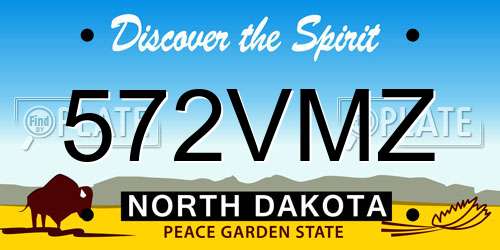 572VMZ North Dakota License Plate